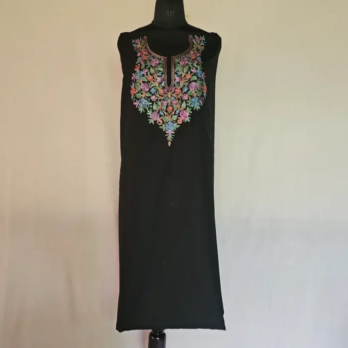 Black 2PC Summer Cool Kashmiri Suit With Hand Ari embroidery - Zohra - Image 2