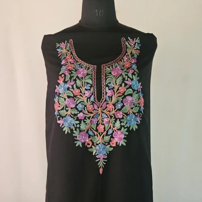 Black 2PC Summer Cool Kashmiri Suit With Hand Ari embroidery - Zohra