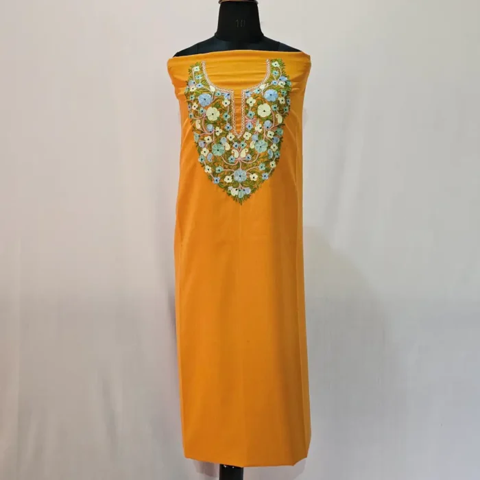 Mustard 2PC Summer Cool Kashmiri Suit With Hand Ari embroidery - Zohra - Image 2