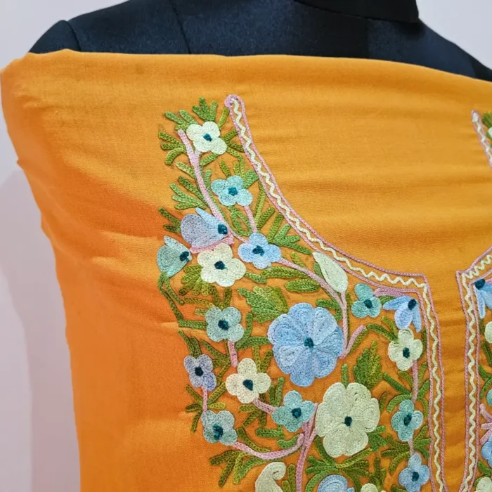 Mustard 2PC Summer Cool Kashmiri Suit With Hand Ari embroidery - Zohra - Image 3