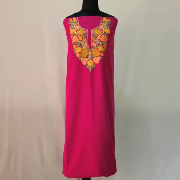 Magenta 2PC Summer Cool Kashmiri Suit With Hand Ari embroidery - Zohra - Image 2