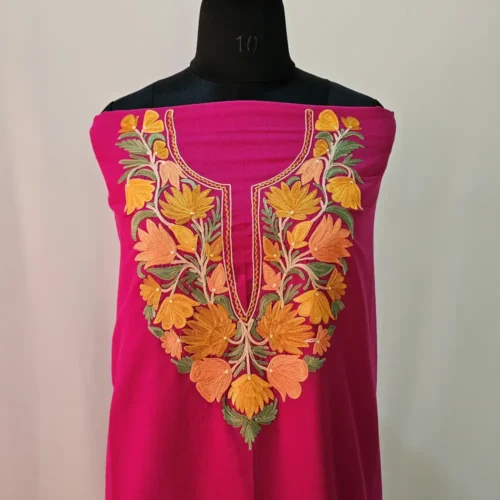 Magenta 2PC Summer Cool Kashmiri Suit With Hand Ari embroidery - Zohra