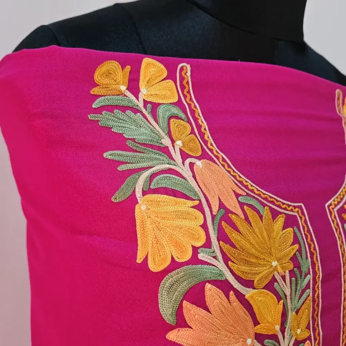 Magenta 2PC Summer Cool Kashmiri Suit With Hand Ari embroidery - Zohra - Image 3