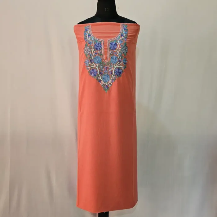 Peach 2PC Summer Cool Kashmiri Suit With Hand Ari embroidery - Zohra - Image 2
