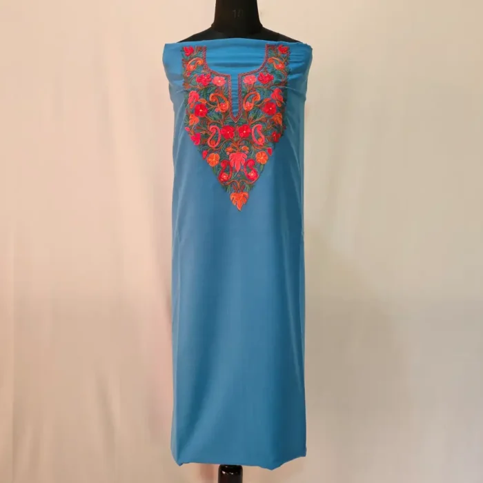 Blue 2PC Summer Cool Kashmiri Suit With Hand Ari embroidery - Zohra - Image 2