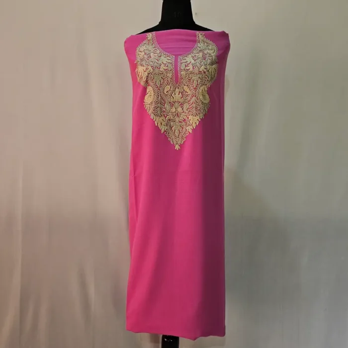 Pink 2PC Summer Cool Kashmiri Suit With Hand Ari embroidery - Zohra - Image 2