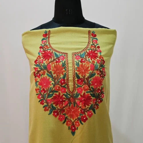 Green 2PC Summer Cool Kashmiri Suit With Hand Ari embroidery - Zohra