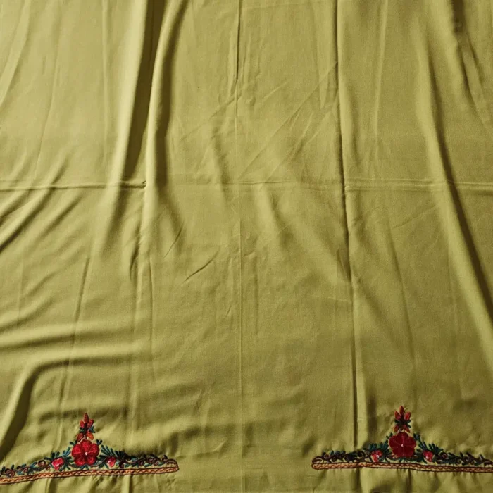Olive 2PC Summer Cool Kashmiri Suit With Hand Ari embroidery - Zohra - Image 4