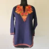 Dark Blue Short Kashmiri Summer Cool Kurti With Aari Work - Zohra