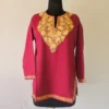 Magenta Short Kashmiri Summer Cool Kurti With Aari Work - Zohra