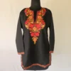 Elegent Black Short Kashmiri Summer Cool Kurti With Aari Work - Zohra