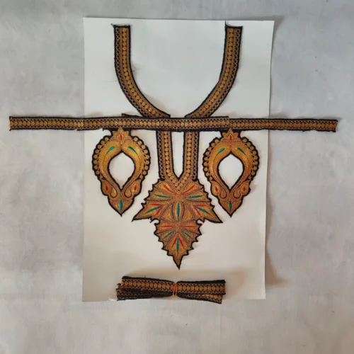 Tilla Embroidered Black Kashmiri Mahal Patch with Sleeves and Lace