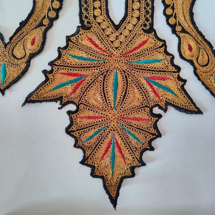 Tilla Embroidered Black Kashmiri Mahal Patch with Sleeves and Lace - Image 2