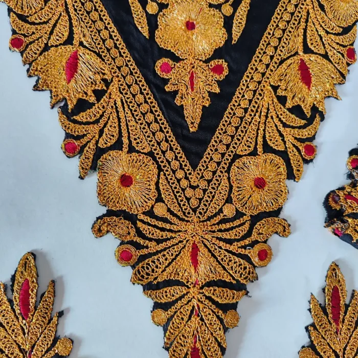 Tilla Embroidered Kashmiri V Shape Patch with Sleeves and Lace - Image 2