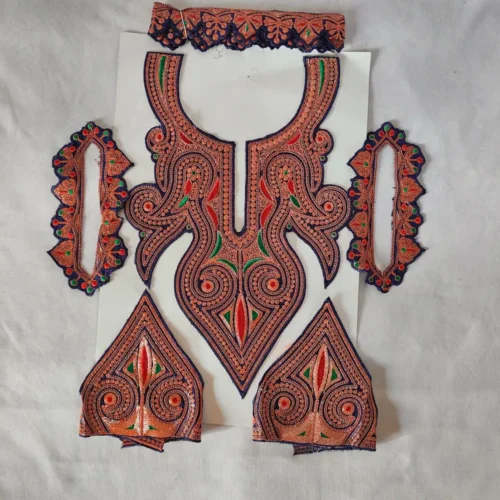 Shaan e Kashmir Tilla Embroidered Patch with Bootis, Sleeves, Lace and Pockets