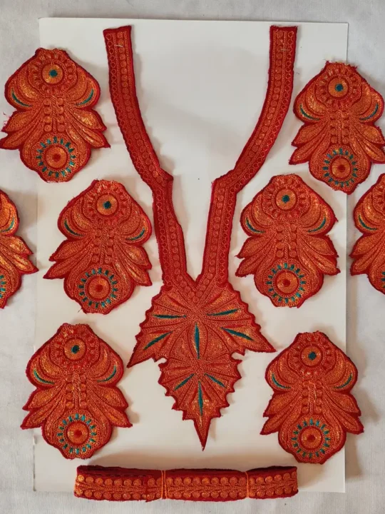 Maroon Eidgah Patch with Bootis and Lace - Tilla Embroidered from Kashmir