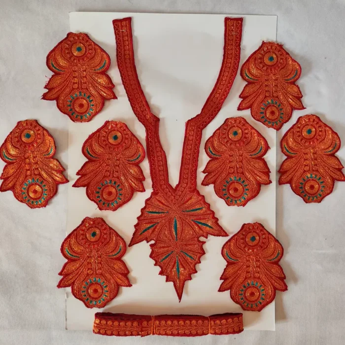 Maroon Eidgah Patch with Bootis and Lace - Tilla Embroidered from Kashmir