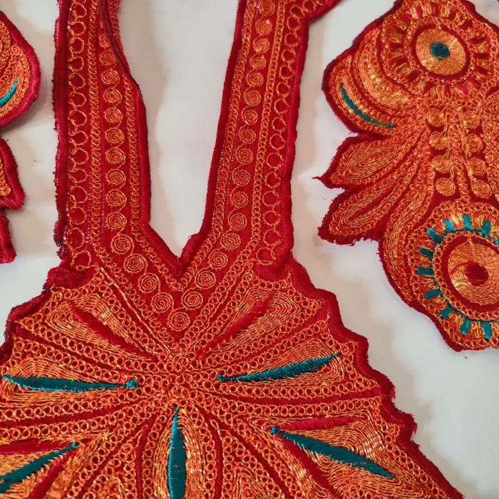 Maroon Eidgah Patch with Bootis and Lace - Tilla Embroidered from Kashmir - Image 2