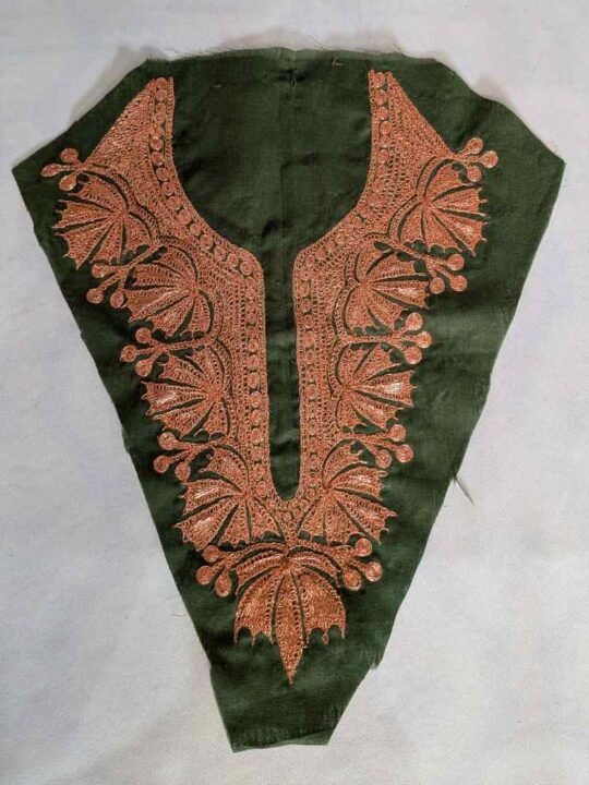 Green Kashmiri Copper Botta Tilla Embroidery Neck Patch