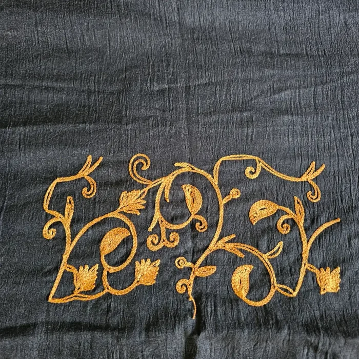 Black Unstitched 2PC Kashmiri Cotton Suit | All over Jaal Badami Work – Dal Jheel - Image 4