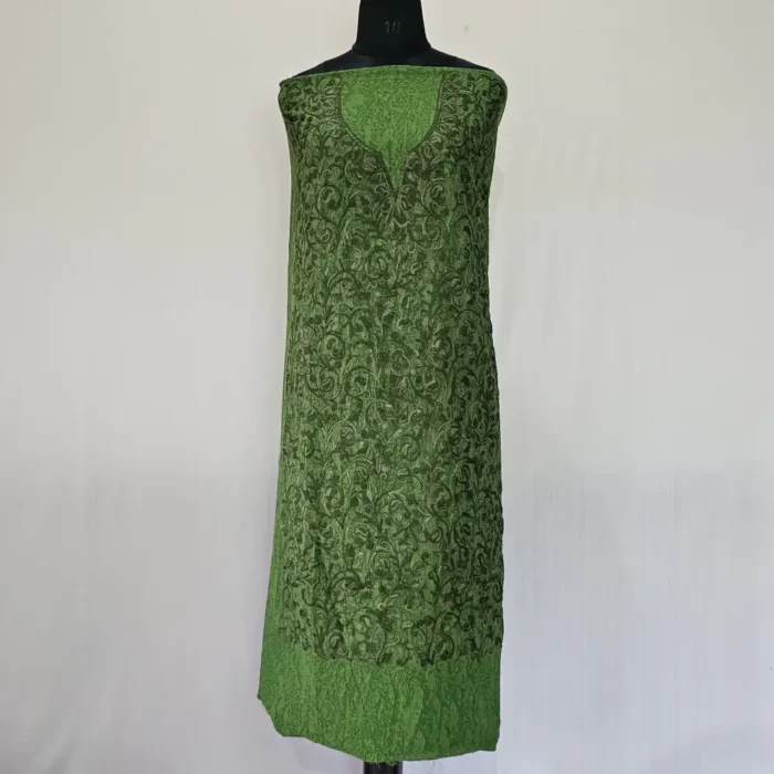 Forest Green Unstitched 2PC Kashmiri Cotton Suit | All over Jaal Badami Work – Dal Jheel