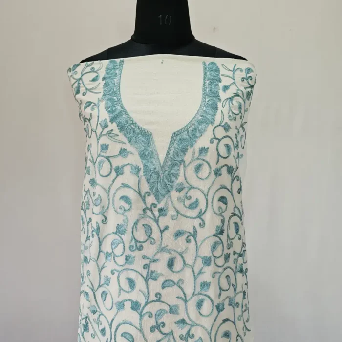 Cream Color Unstitched 2PC Kashmiri Cotton Suit | All over Jaal Badami Work – Dal Jheel - Image 2