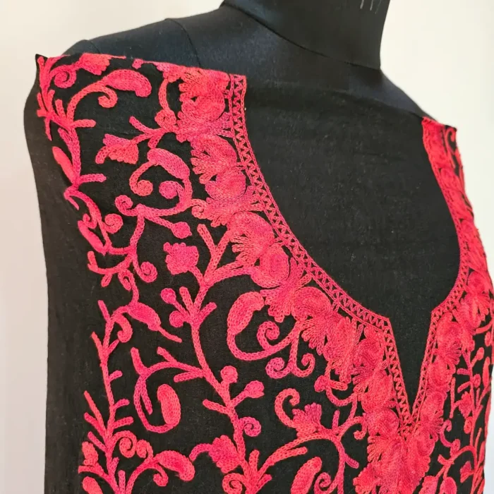 Elegent Black Unstitched 2PC Kashmiri Cotton Suit | All over Jaal Badami Work – Dal Jheel - Image 3