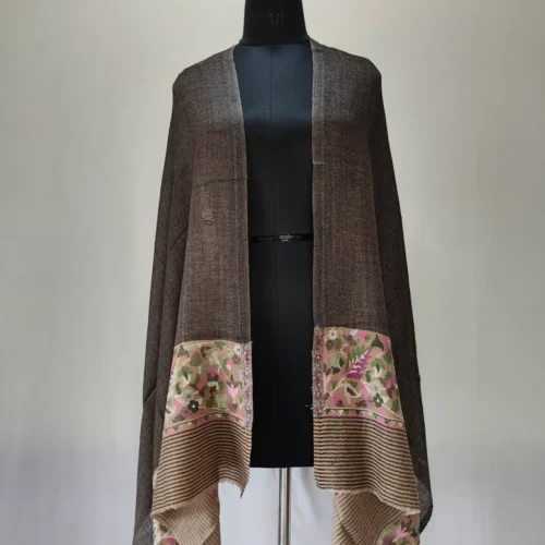 Sehrish Kashmiri Dark Grey Women’s Kani Work Palla