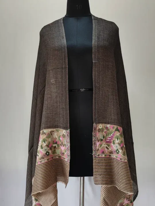 Sehrish Kashmiri Dark Grey Women’s Kani Work Palla