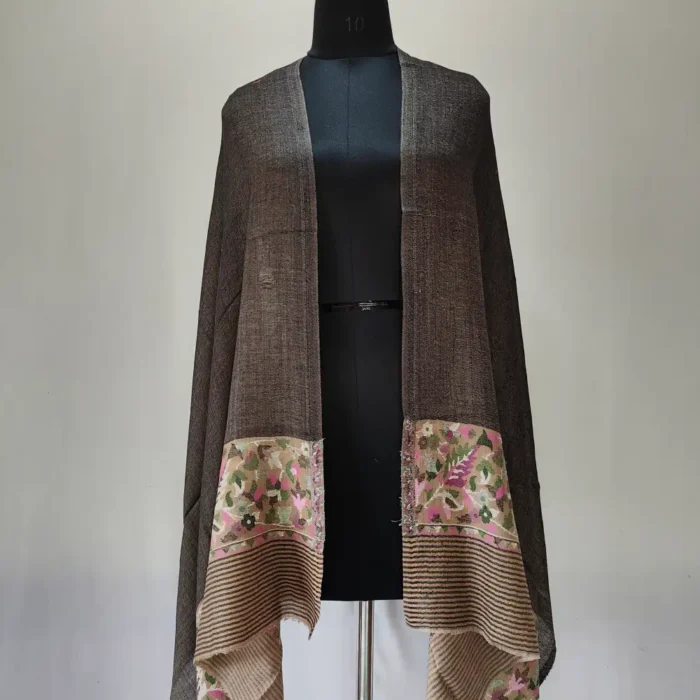 Sehrish Kashmiri Dark Grey Women’s Kani Work Palla