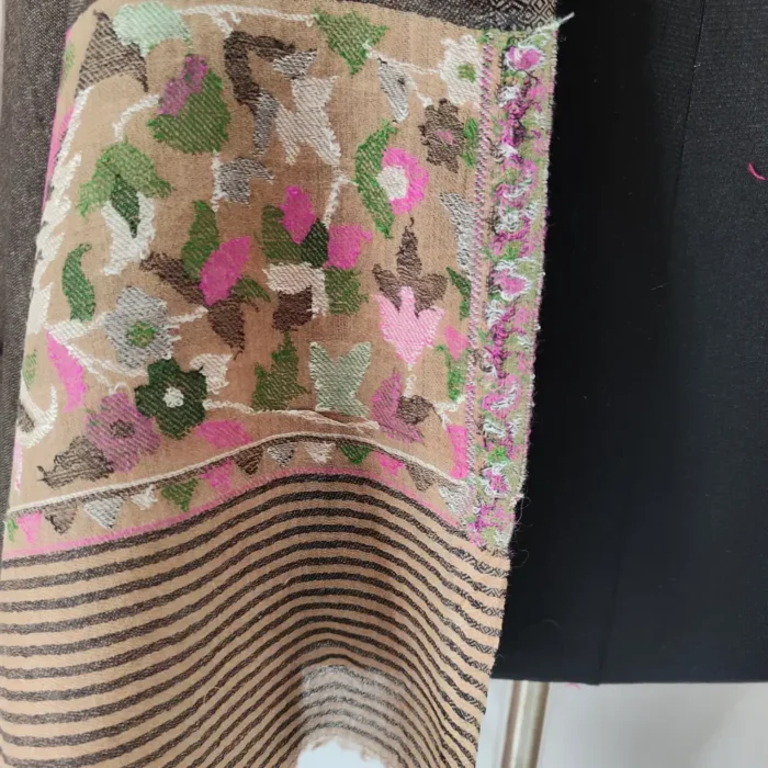 Sehrish Kashmiri Dark Grey Women’s Kani Work Palla Stole - Image 3