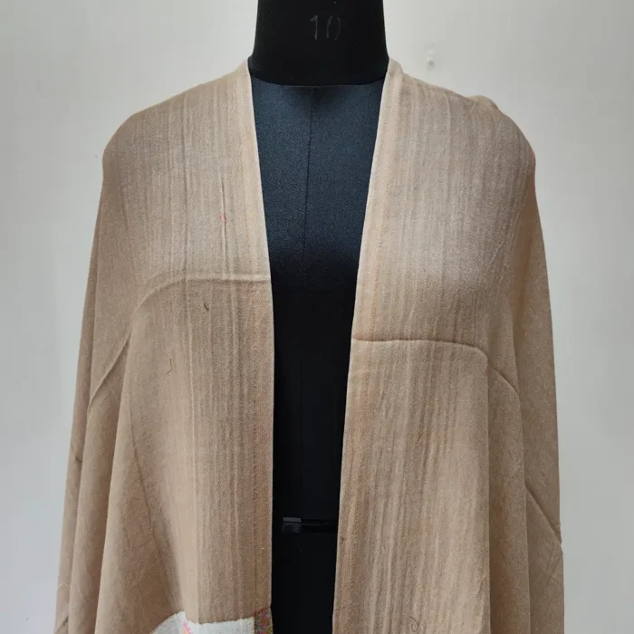 Mehfil Beige Kashmiri Womens Wool Stole - Kani Work Palla - Image 2