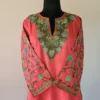 Magenta Kashmiri Long Cotton Kurti With Ari Embroidered Sleeves - Zohra