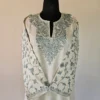 Kashmiri Long Creamy Cotton Kurti With Ari Embroidered Sleeves - Zohra
