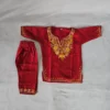 Cotton Kids Red Kurta Set with Kashmiri Aari Embroidery