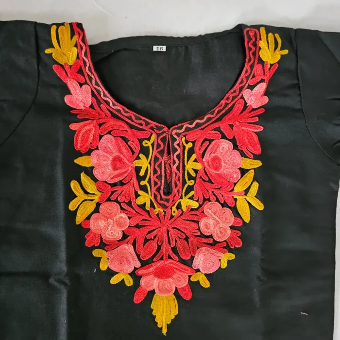 Yasmeen Kashmiri Kids Cotton Aari Embroidery Black Kurta Set (6-12months) - Image 2