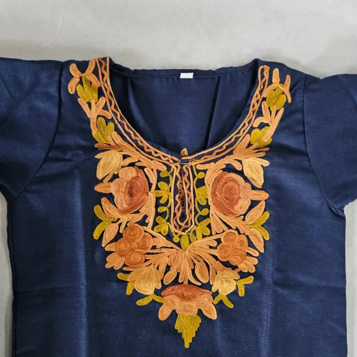 Kashmiri Aari Work Shaista Kurta Set for Kids in Cotton (6-12months) - Image 2