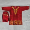 Red Small Girl Cotton Kurta Set Kashmiri Aari Work for Lale Jan (4-5 years)