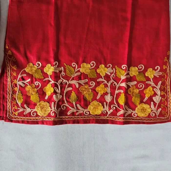 Red Small Girl Cotton Kurta Set Kashmiri Aari Work for Lale Jan (4-5 years) - Image 3
