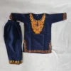 Kashmiri Dark Blue Cotton Kurta Set with Aari Work for Baby Girl
