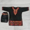 kids border aari work Black kurta set in ruby cotton