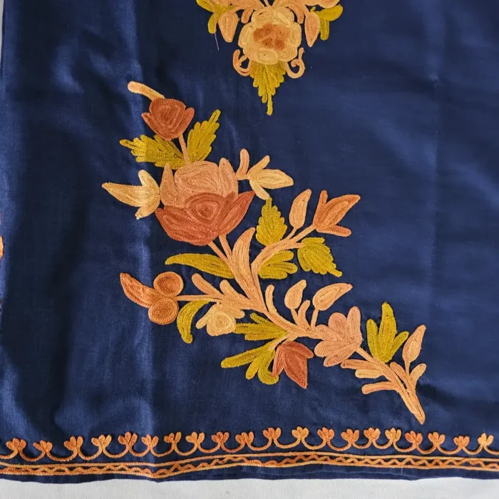 Mahira Blue Kashmiri Aari Embroidery Kids Kurta Set in Cotton (2-3 years) - Image 2