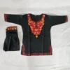 Small Girl Kashmiri Black Cotton Kurta Set with Aari Work