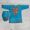 Blue Kashmiri Kids Cotton Aari Work Kurta Set