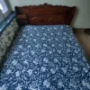 Handmade Crewel Blue and White Posh Embroidery Double Bedcover