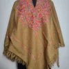 Beige Poncho in Cashmilon with Aari Embroidery