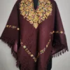 Wine Poncho in Cashmilon with Aari Embroidery