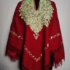 Red Cashmilon Poncho with Aari Embroidery