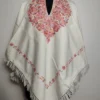 White Cashmilon Poncho with Aari Embroidery