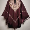 Wine Cashmilon Poncho with Aari Embroidery